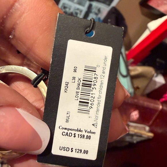 SOLD 🎒🎒Kate Spade Red and Gold Heart Bag Charm / Key Holder - Picture 7 of 10